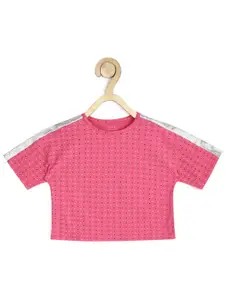 Peter England Girls Pink Printed Cotton T-shirt