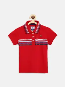 Beverly Hills Polo Club Girls Red Striped Polo Collar T-shirt