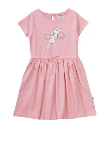 JusCubs Kids girls Pink printed  Cotton Dress
