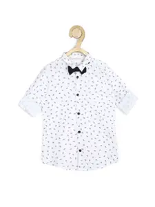 Peter England Boys White Slim Fit Printed Cotton Party Shirt
