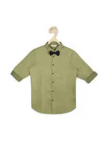 Peter England Boys Olive Green Slim Fit Cotton Party Shirt