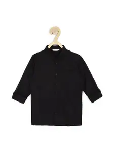 Peter England Boys Black Slim Fit Cotton Casual Shirt