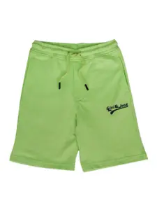Gini and Jony Boys Green Cotton Solid Shorts