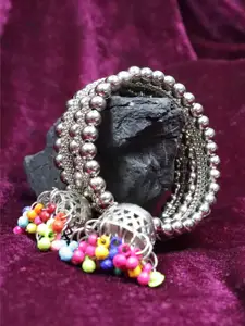 Krelin Women Silver-Toned Oxidised Bangle-Style Bracelet