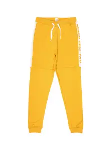 Peter England Boys Yellow Solid Cotton Joggers