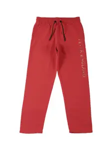 Peter England Boys Red Solid Track Pants