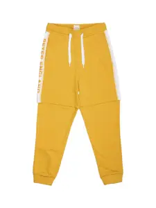 Peter England Boys Yellow Solid Pure Cotton Joggers