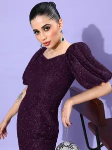 Miss Chase Purple Crepe Bodycon Dress