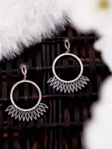 Bellofox White & Purple Gold-Plated Circular Drop Earrings