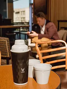 Vaya Textured Vacuum Insulated Stainless Steel Bottle Gulper Lid & 2 Cups