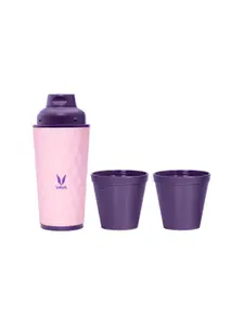 Vaya Purple & Pink Vacuum Insulated Stainless Steel Water Bottle & 2 Cups 600 ml