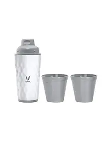 Vaya White Stainless Steel Water Bottle With Gulper Lid & 2 Cups 600 ml