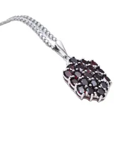 HIFLYER JEWELS Women Maroon & Silver-Plated 92.5 % Pure Sterling Silver Pendant With Chain