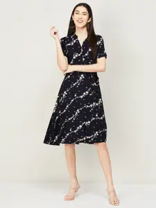 CODE by Lifestyle Floral Printed Fit and Flare Shirt Collar Dress