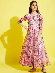 Cherry & Jerry Pink & Red Floral Maxi Dress