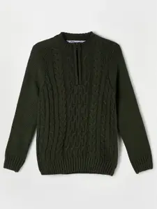 Fame Forever by Lifestyle Boys Olive Green Cable Knit Pullover