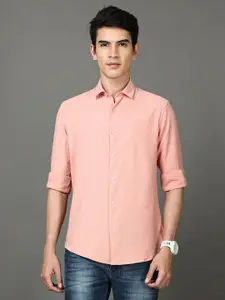 Bushirt Men Peach-Coloured Classic Cotton Casual Shirt