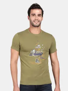 t-base Men Green Printed T-shirt
