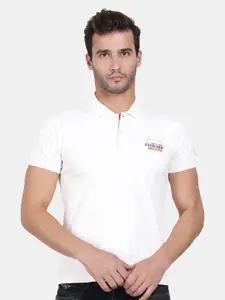 t-base Men Off White Polo Collar T-shirt
