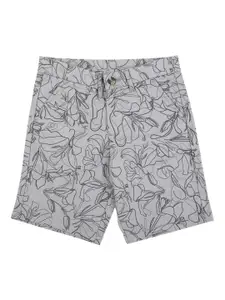 Peter England Boys Grey Floral Printed Cotton Shorts