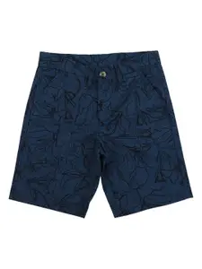Peter England Boys Navy Blue Cotton Floral Printed Shorts