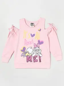Fame Forever by Lifestyle Girls Pink Daisy Duck Printed Cotton T-shirt