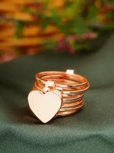 Ferosh Rose gold-toned Heart Detail Spiral Layer finger ring