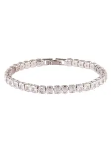Efulgenz Women Silver-Toned Crystals Antique Rhodium-Plated Charm Bracelet