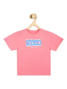 Peter England Girls Pink Typography Printed T-shirt