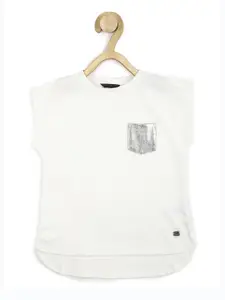 Peter England Girls White Extended Sleeves T-shirt