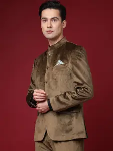 RARE RABBIT Men Bozelli Tailored Fit Solid Nehru Jacket