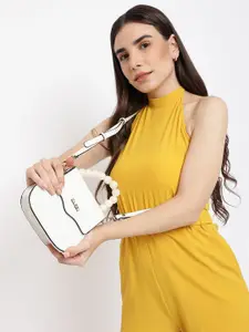KLEIO Pearl Beaded Top Handle Mini Hand Bag With Sling