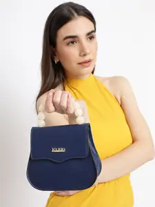 KLEIO Pearl Beaded Top Handle Mini Hand Bag With Sling