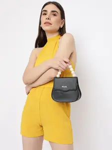 KLEIO Pearl Beaded Top Handle Mini Hand Bag With Sling