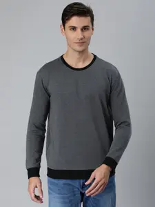 Huetrap Charcoal Black Solid Round Neck Sweatshirt