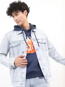 KETCH Men Blue Washed Denim Jacket