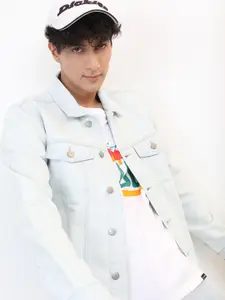 KETCH Men Blue Washed Denim Jacket