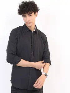 KETCH Men Black Slim Fit Cotton Casual Shirt