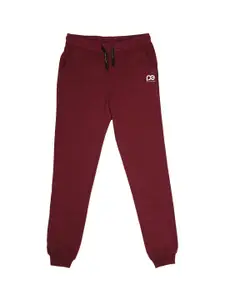 Peter England Boys Maroon Solid Joggers