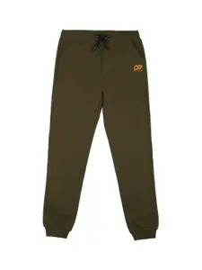 Peter England Boys Olive Green Solid Joggers