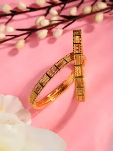 Saraf RS Jewellery Set Of 2 Gold-Plated AD-Studded Bangles