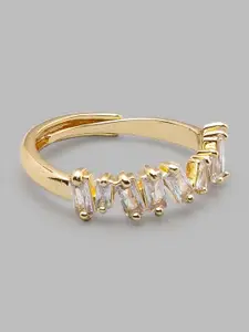 Globus Gold-Plated White Stone-Studded Finger Ring
