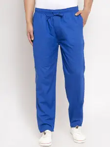 JAINISH Men Blue Solid Cotton Track Pants