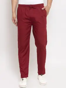 JAINISH Men Maroon Solid Cotton Track Pants