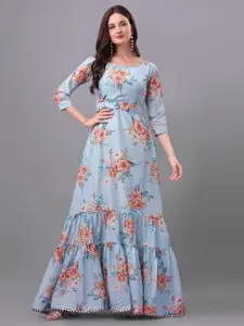 ASPORA Blue Floral Organic Cotton Maxi Dress