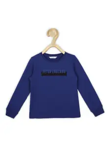 Peter England Boys Blue Solid Sweatshirt