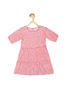 Peter England Girls Pink Floral A-Line Dress