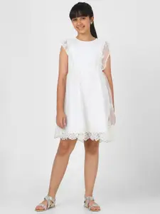 Peter England Girls Fit and Flare Cap Sleeves Dress