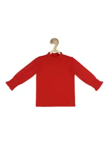 Peter England Girls Red High Neck T-shirt