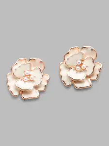 Globus Floral Rose Gold Plated Stud Earrings